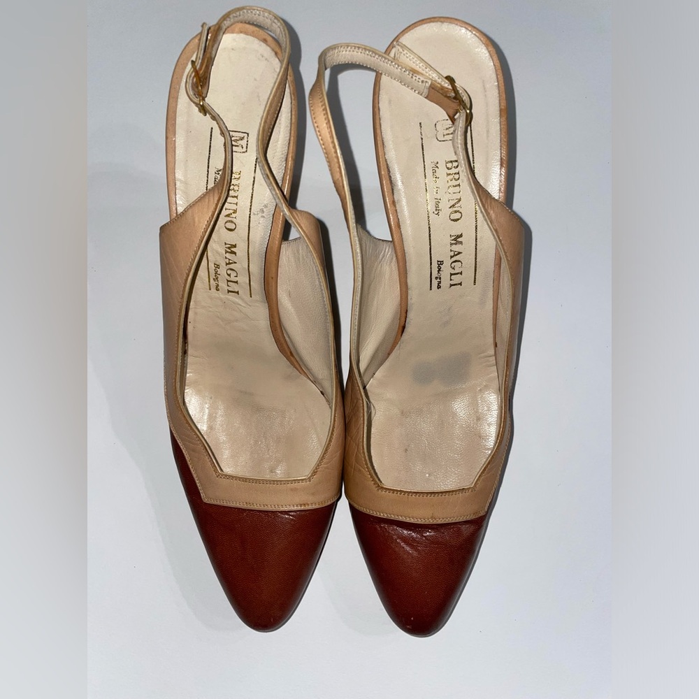 Bruno Magli Slingback Pumps Beige & Brown Size 8